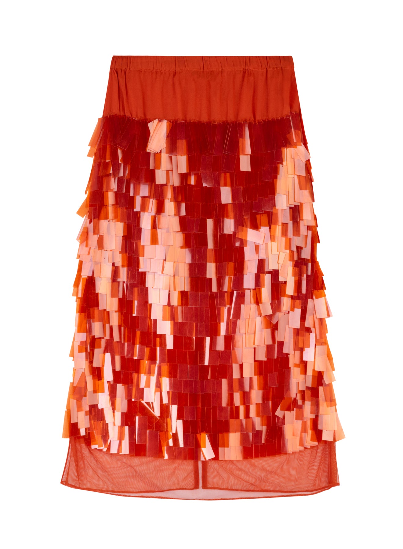 Embroidered Paillettes Orange Skirt