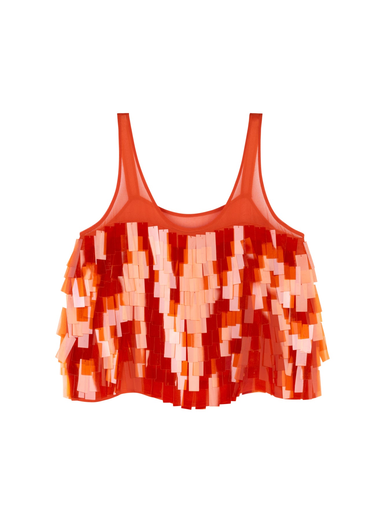 Embroidered Paillettes Orange Top