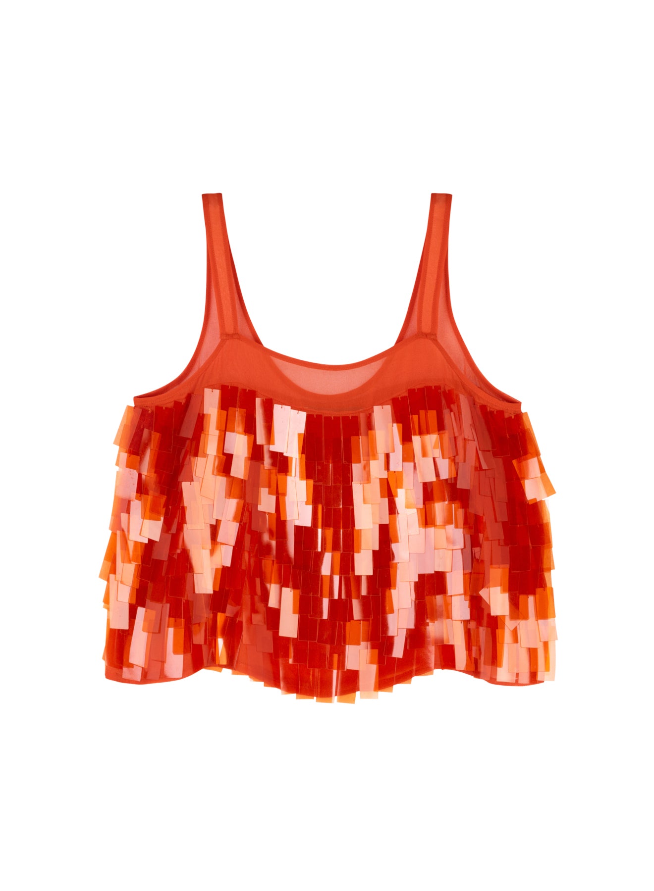 Embroidered Paillettes Orange Top