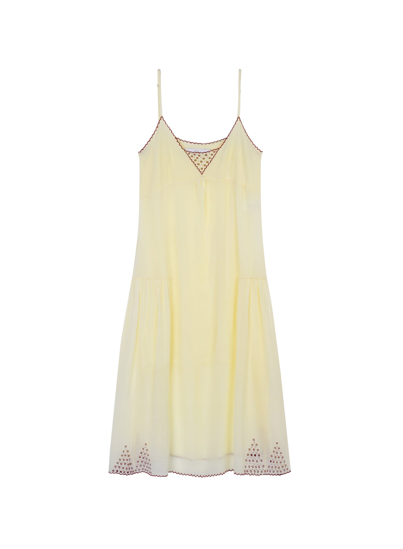 Embroidered Silk Yellow Midi Dress