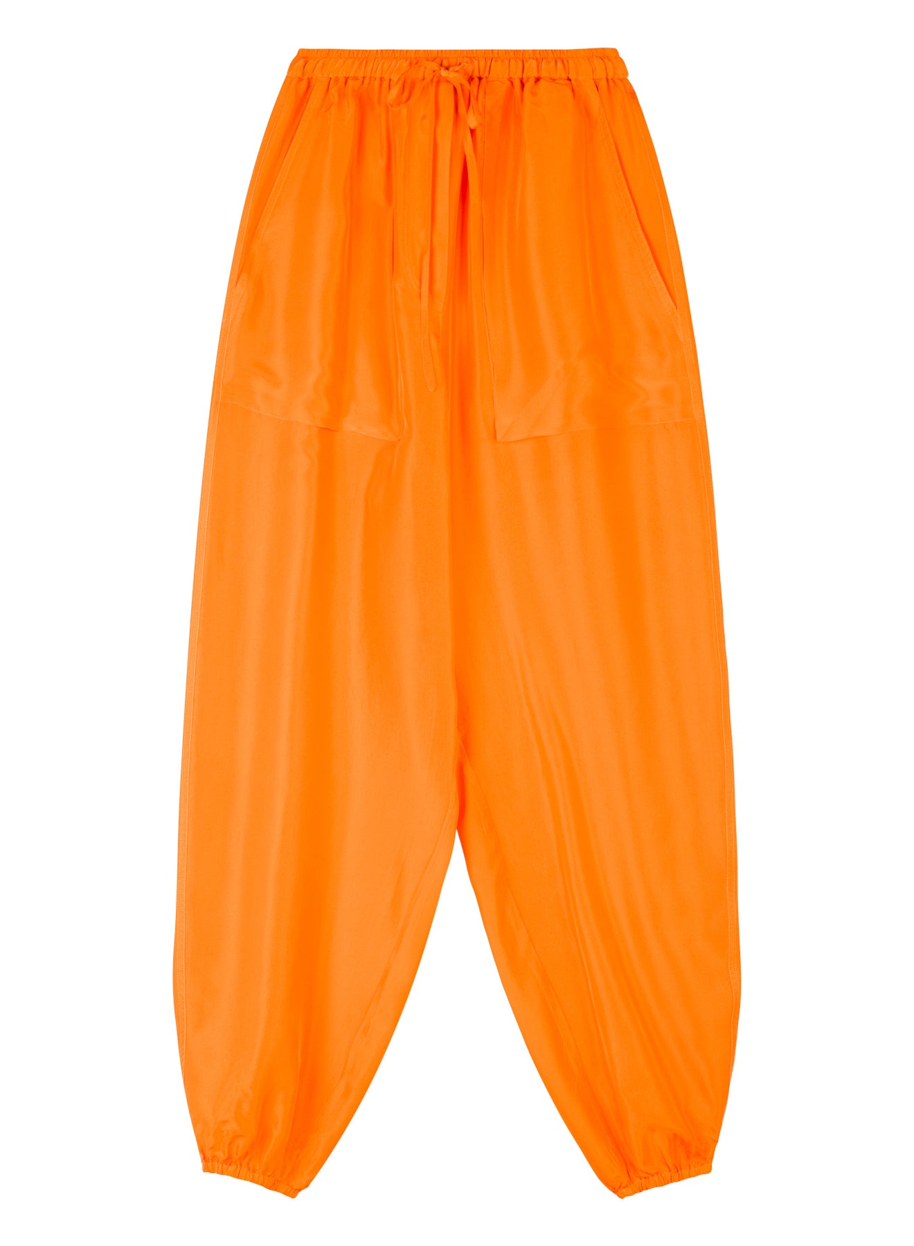 Loose Orange Silk Pants