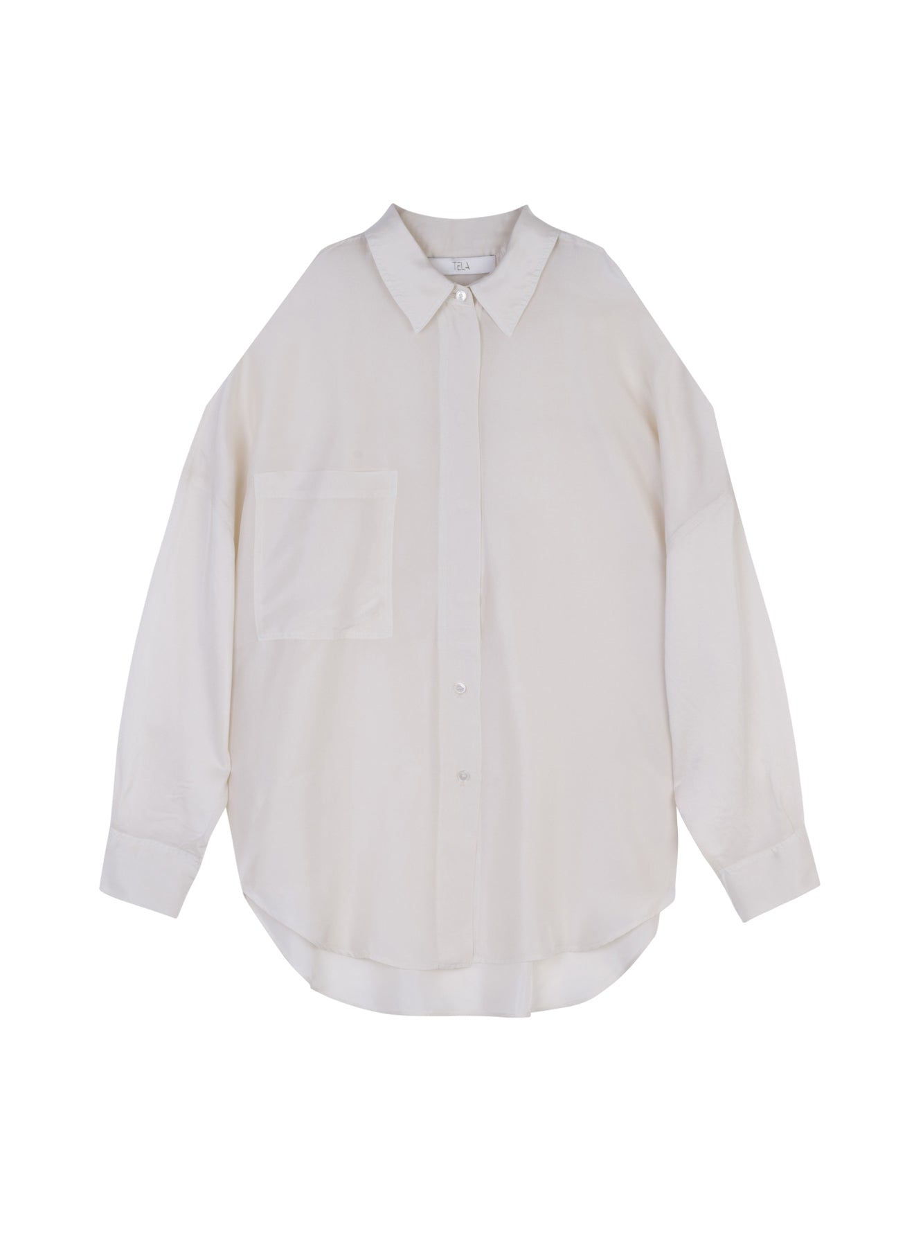 Chalk White Long-Sleeved Silk Shirt