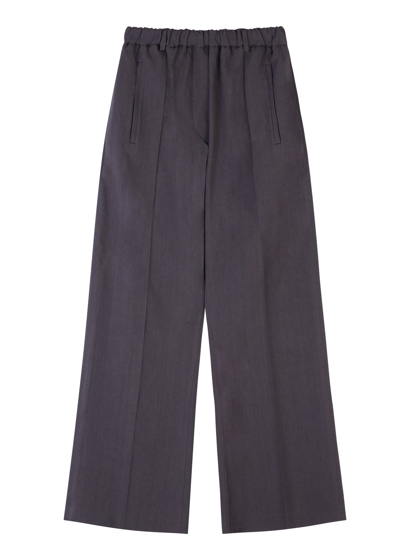 Brown Linen Viscose Straight-Leg Trousers