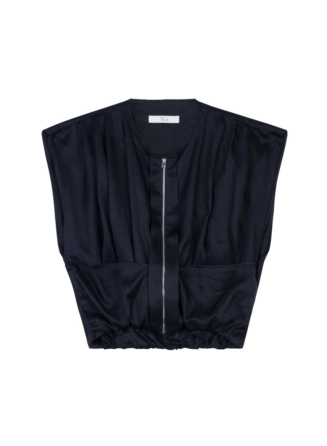 Black Sleeveless Zip-Up Blouse