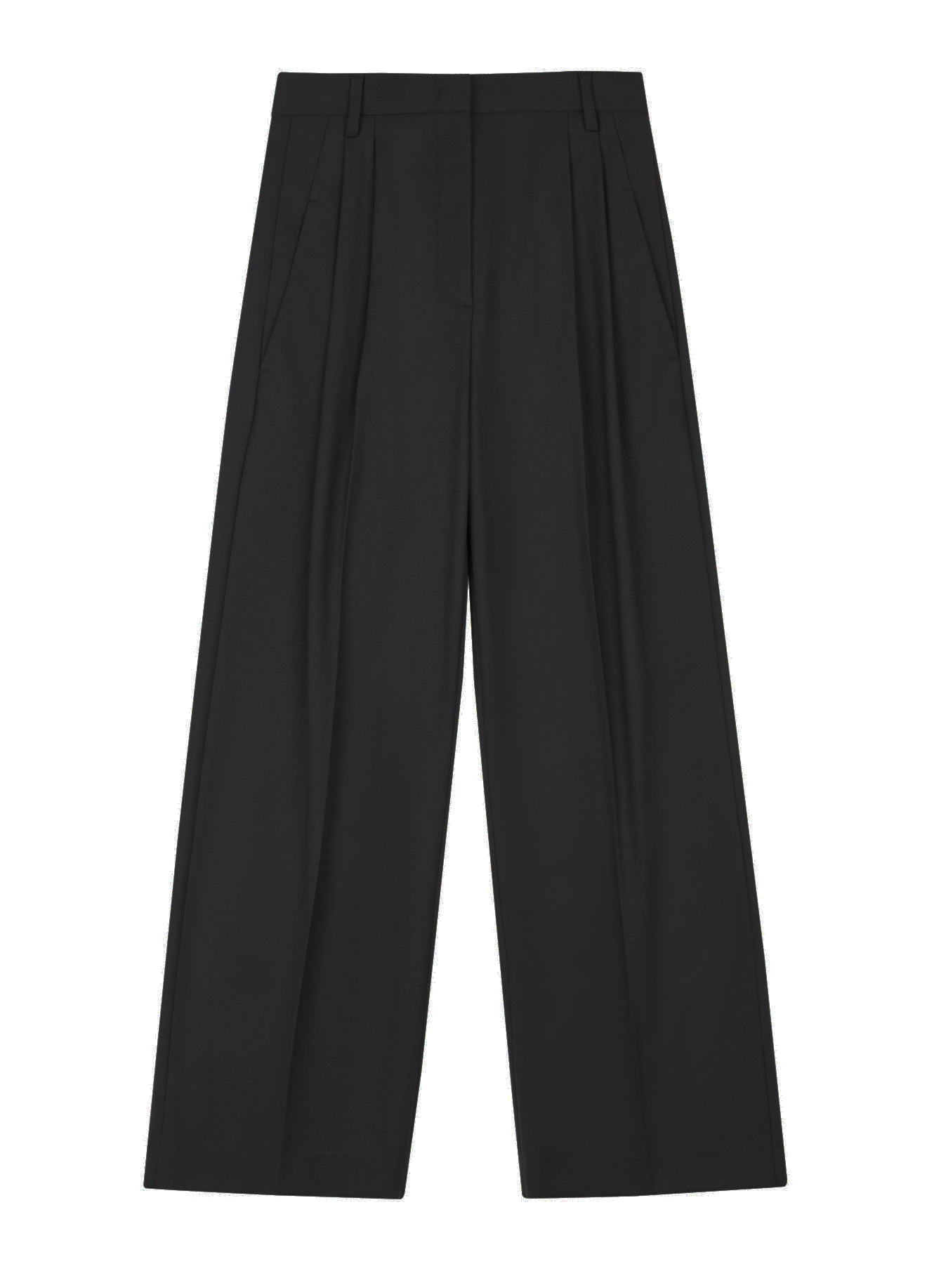 Black Wide-Leg Trousers In Technical Wool