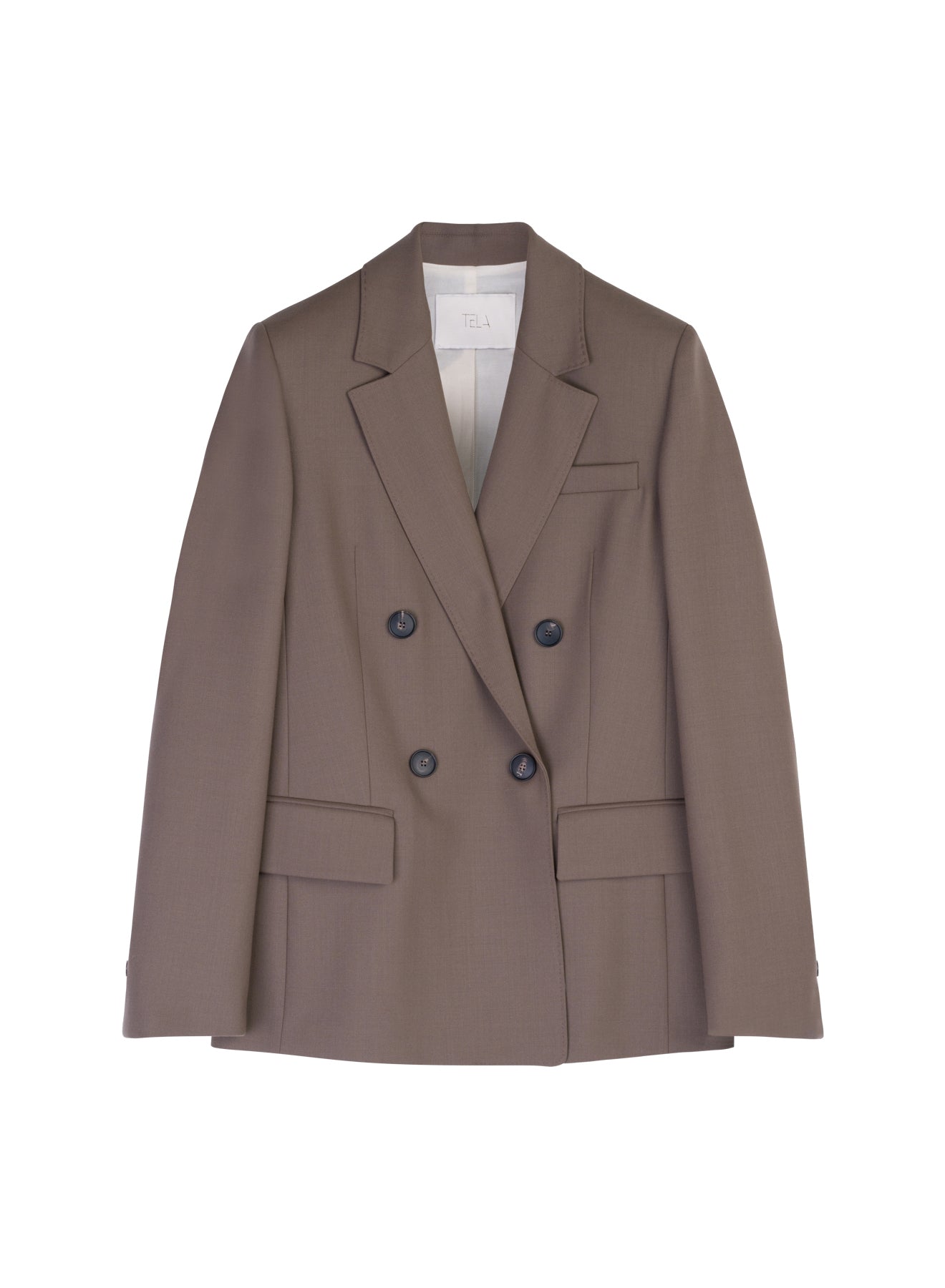 Taupe Double-Breasted Jacket In Technical Wool